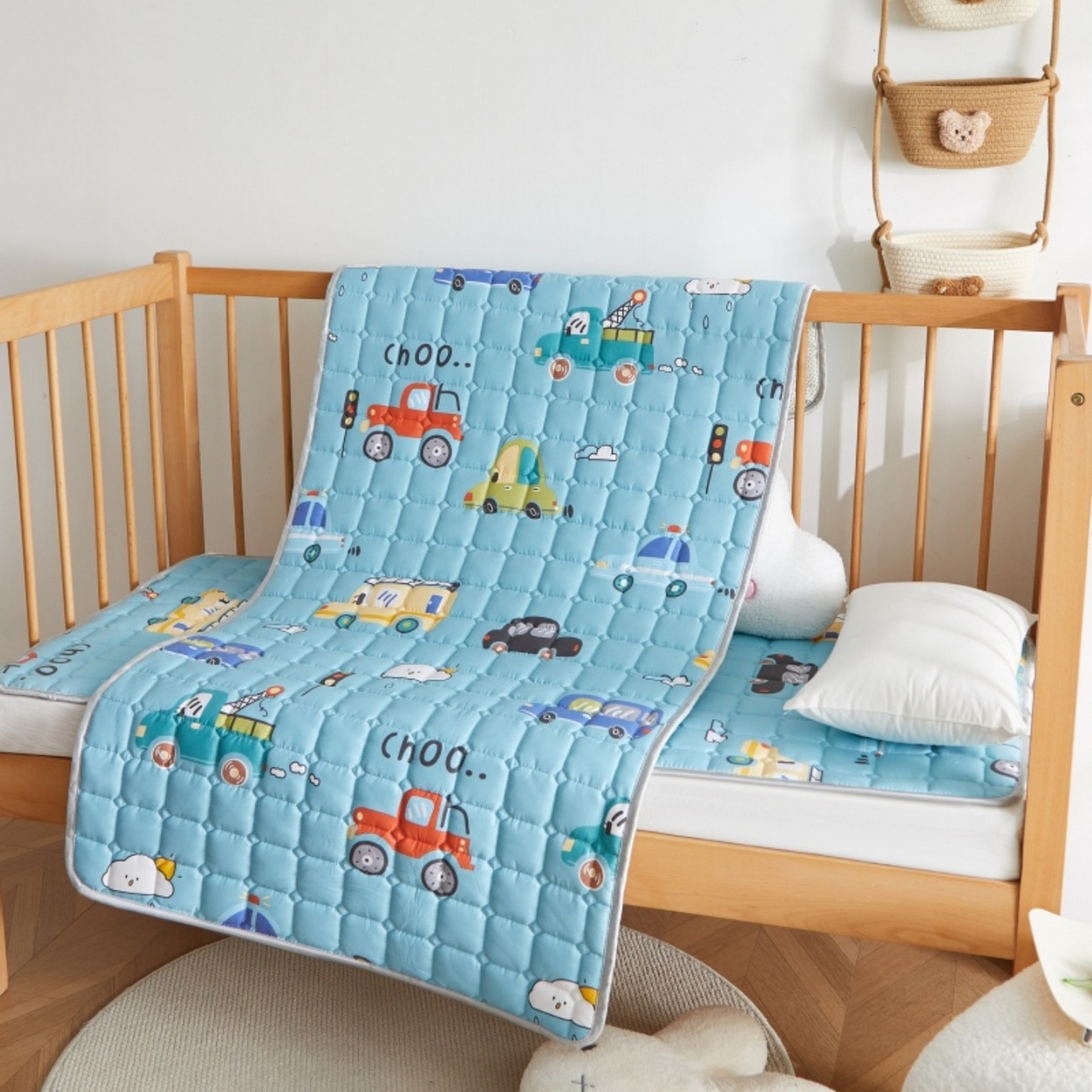 91家纺网 家纺一手货源 找家纺 奇丝雅 2025新款A类全棉棉花婴儿薄床垫幼儿园床褥子儿童专用小宝宝拼接四季通用午睡垫被午托入学 棉花填充-汽车乐园-全棉款