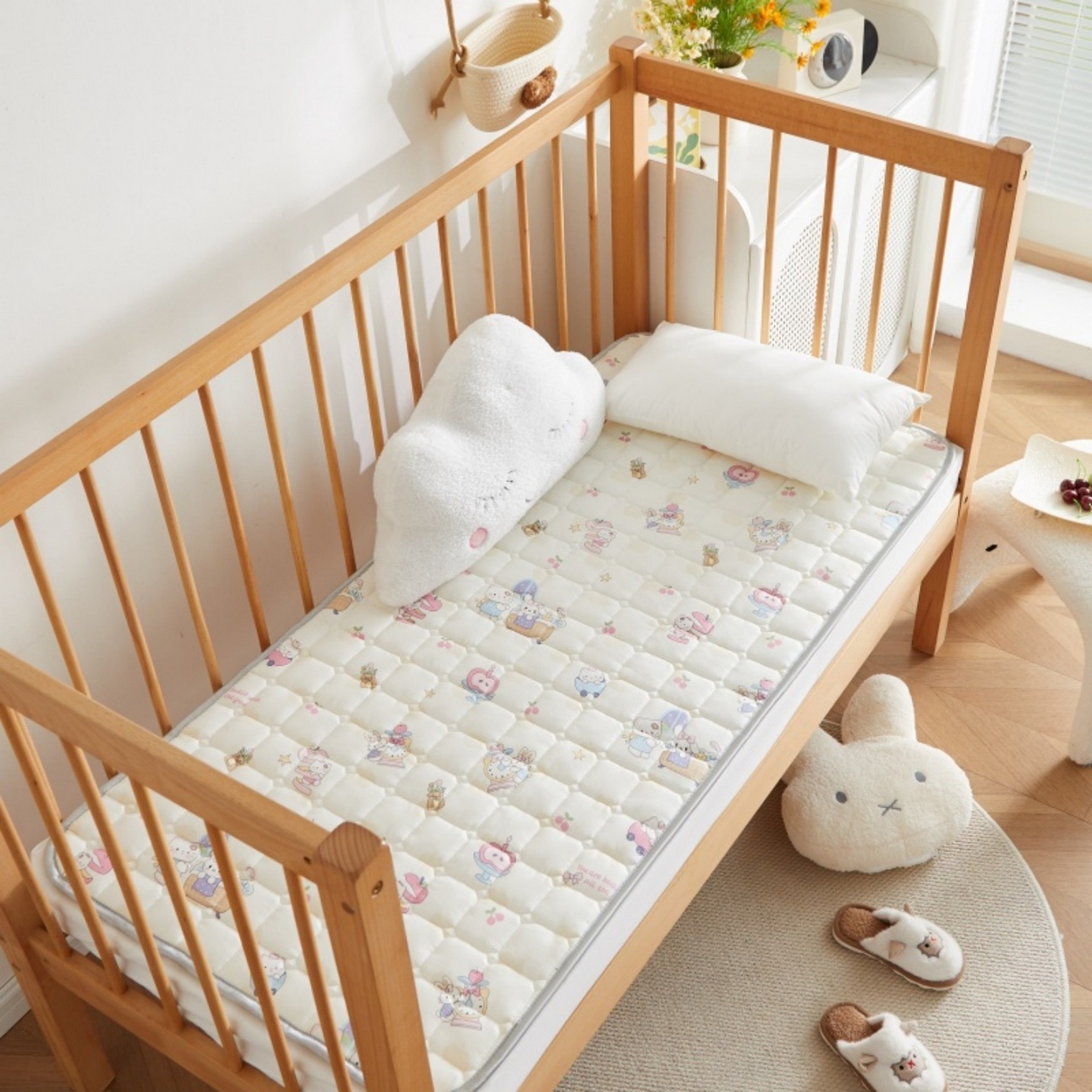 奇丝雅 2025新款A类全棉棉花婴儿薄床垫幼儿园床褥子儿童专用小宝宝拼接四季通用午睡垫被午托入学 棉花填充-甜梦悠韵-全棉款