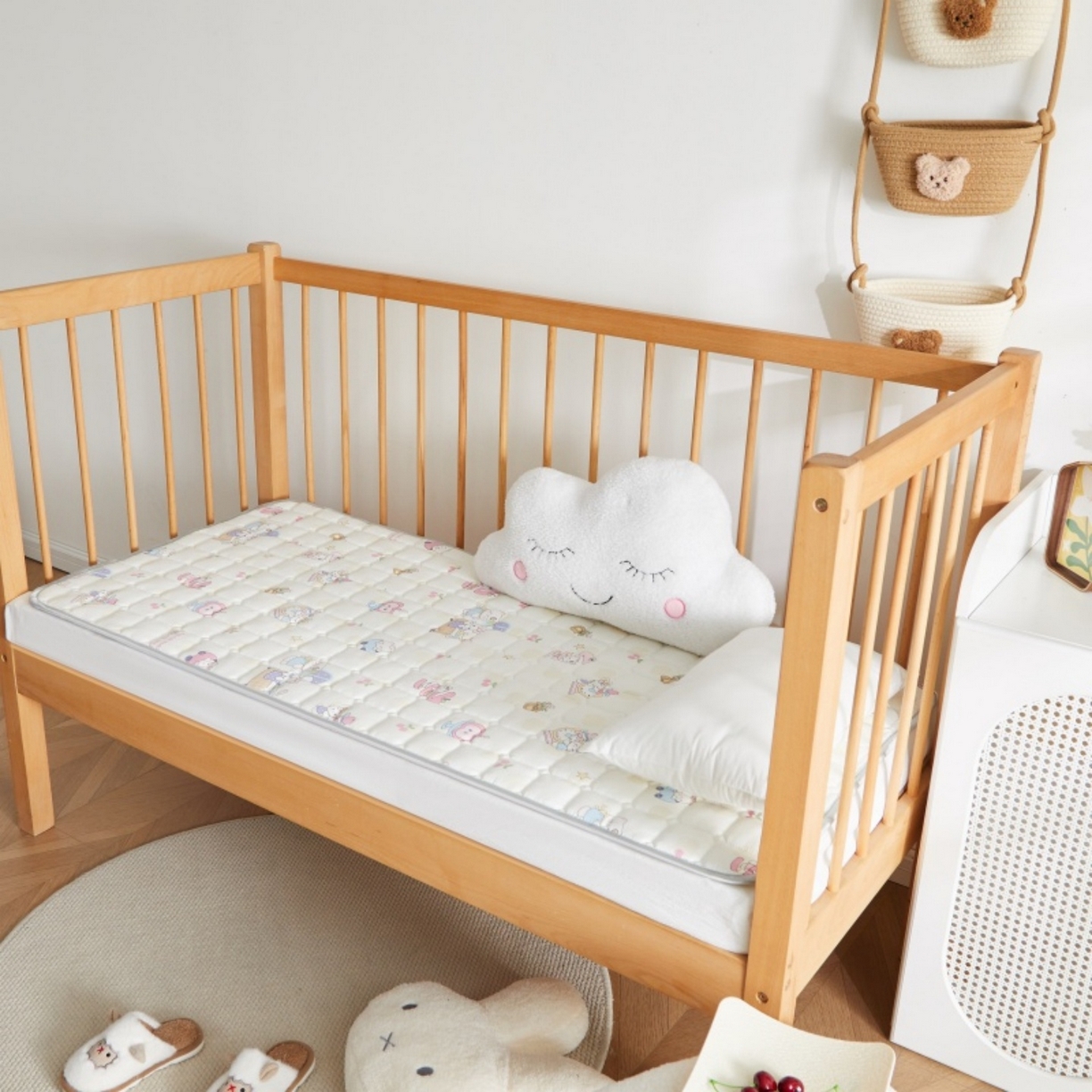 91家纺网 家纺一手货源 找家纺 奇丝雅 2025新款A类全棉棉花婴儿薄床垫幼儿园床褥子儿童专用小宝宝拼接四季通用午睡垫被午托入学 棉花填充-甜梦悠韵-全棉款