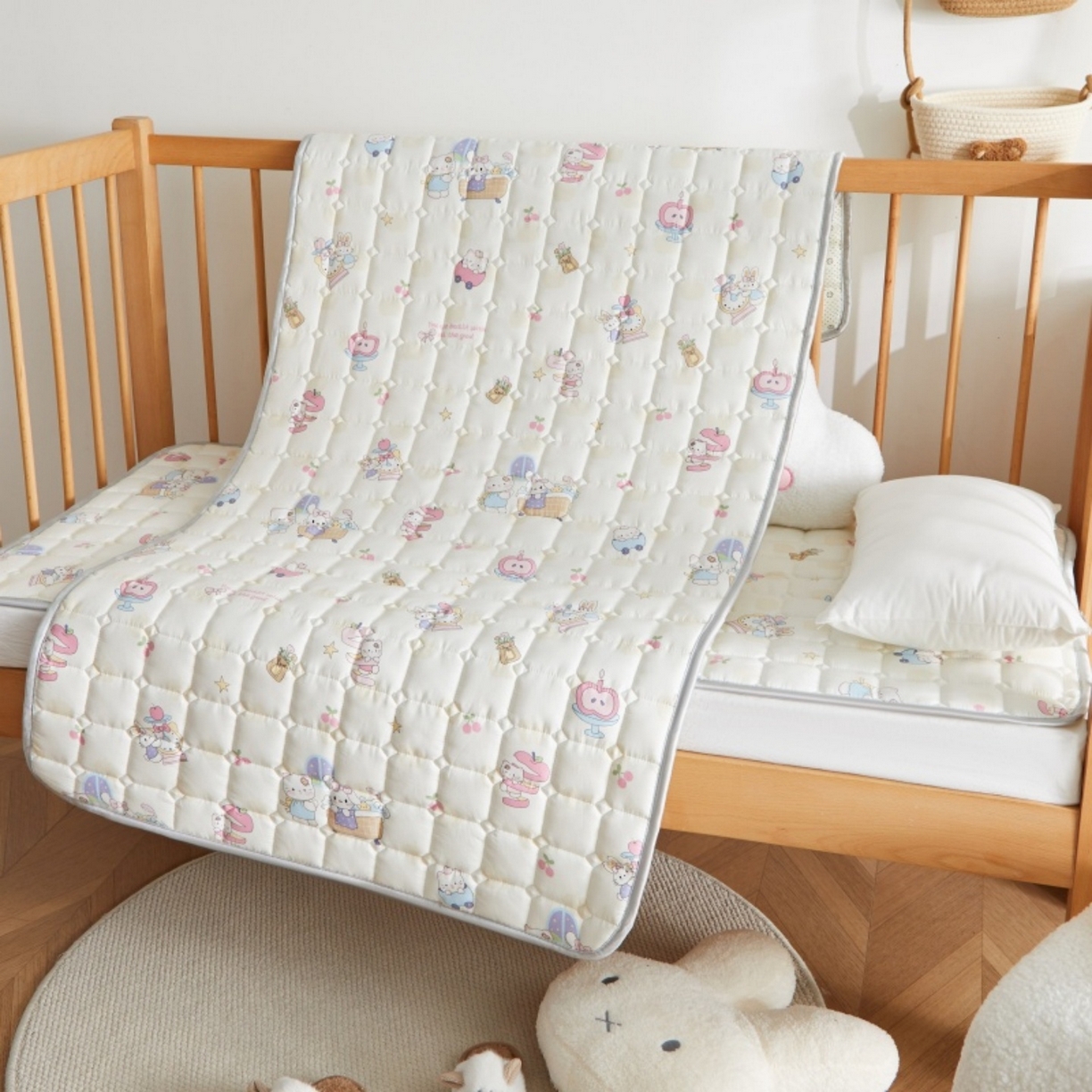 91家纺网 家纺一手货源 找家纺 奇丝雅 2025新款A类全棉棉花婴儿薄床垫幼儿园床褥子儿童专用小宝宝拼接四季通用午睡垫被午托入学 棉花填充-甜梦悠韵-全棉款