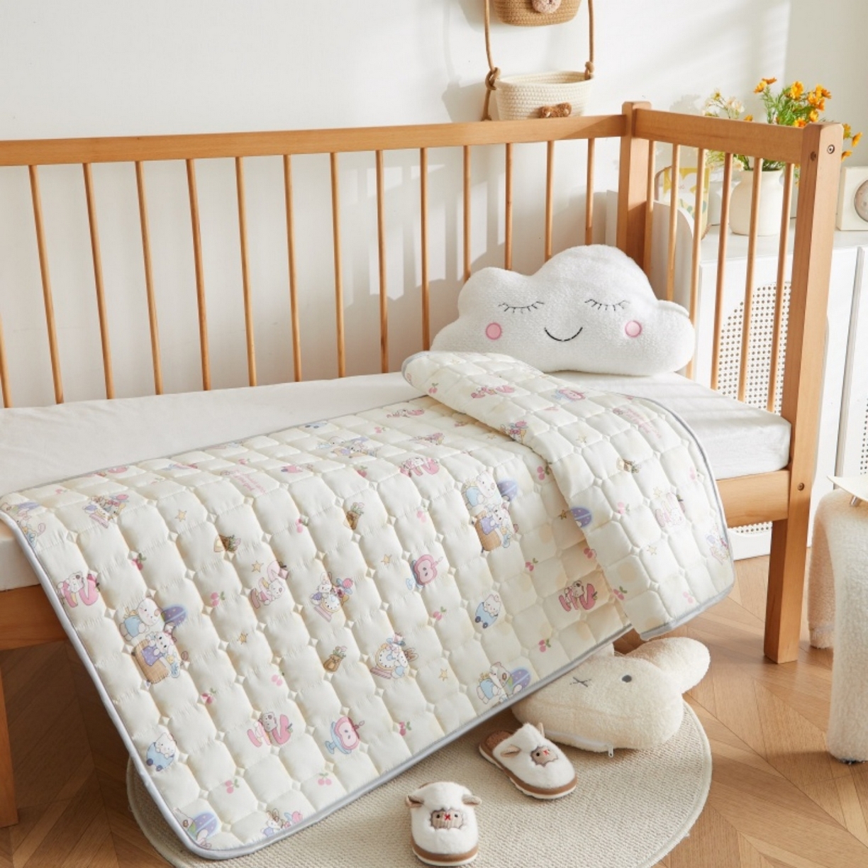 91家纺网 家纺一手货源 找家纺 奇丝雅 2025新款A类全棉棉花婴儿薄床垫幼儿园床褥子儿童专用小宝宝拼接四季通用午睡垫被午托入学 棉花填充-甜梦悠韵-全棉款