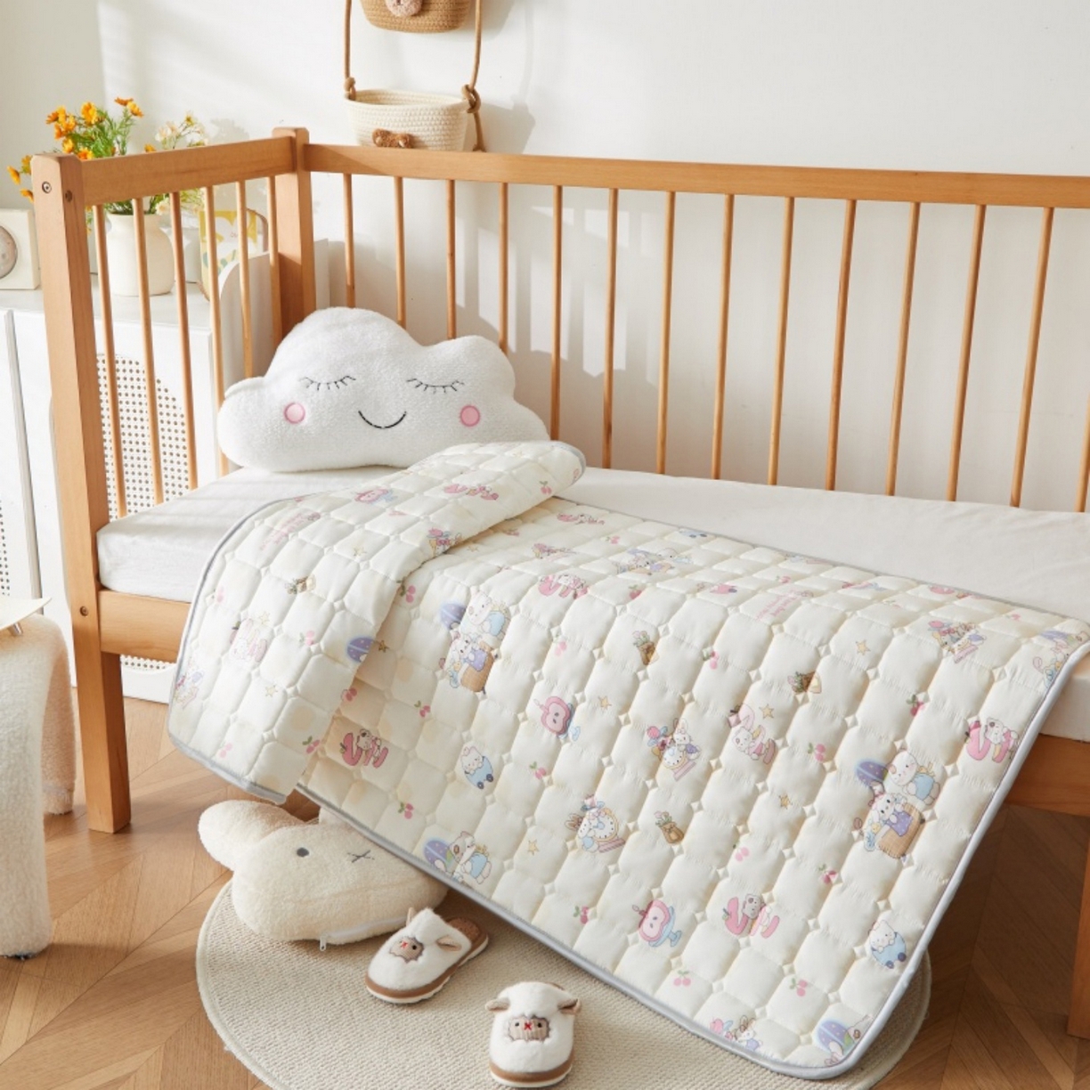 91家纺网 家纺一手货源 找家纺 奇丝雅 2025新款A类全棉棉花婴儿薄床垫幼儿园床褥子儿童专用小宝宝拼接四季通用午睡垫被午托入学 棉花填充-甜梦悠韵-全棉款