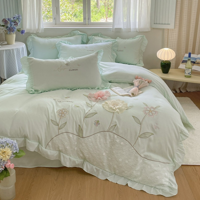 91家纺网 家纺一手货源 找家纺 （总）AB家纺2025新款 水洗棉绣花四件套