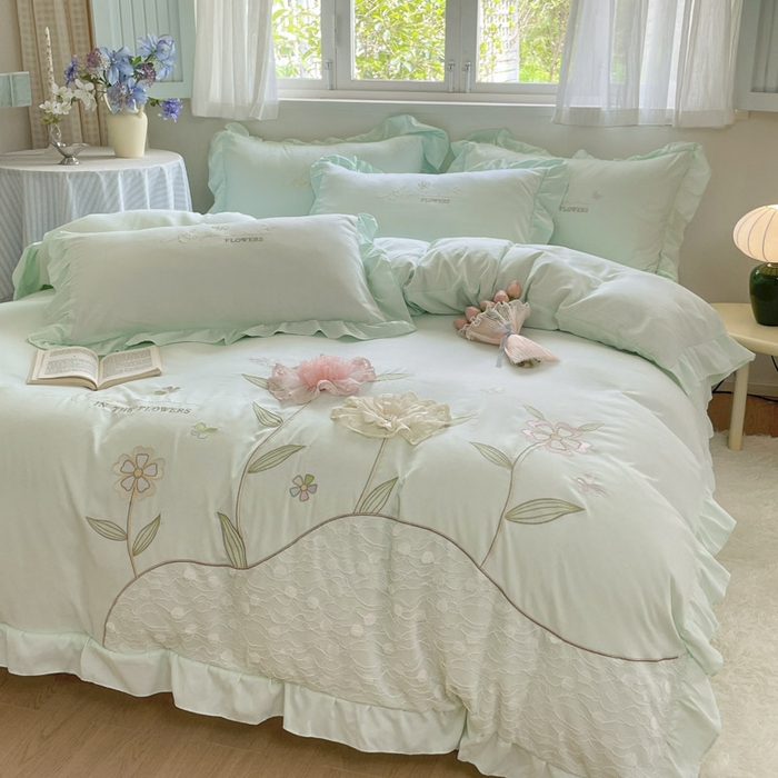 91家纺网 家纺一手货源 找家纺 （总）AB家纺2025新款 水洗棉绣花四件套