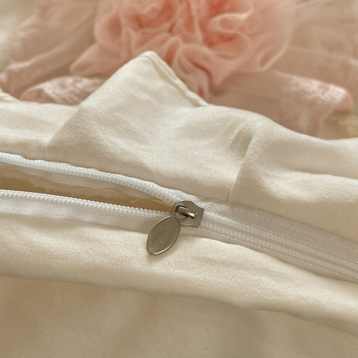 91家纺网 家纺一手货源 找家纺 AB家纺2025新款 水洗棉绣花四件套 丽芙塔 -淡奶油