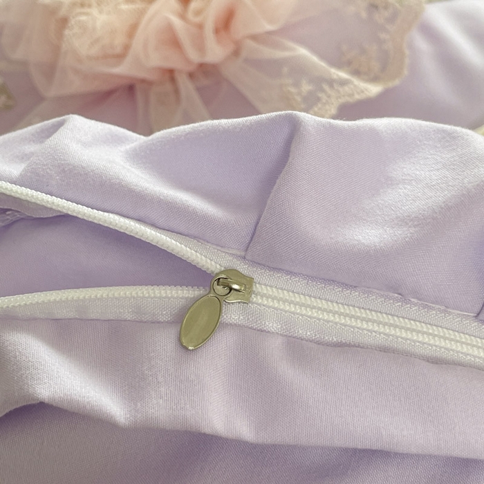 91家纺网 家纺一手货源 找家纺 AB家纺2025新款 水洗棉绣花四件套 丽芙塔-香芋紫