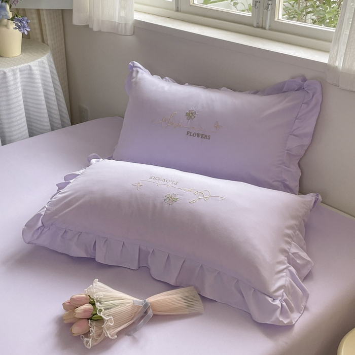 91家纺网 家纺一手货源 找家纺 AB家纺2025新款 水洗棉绣花四件套 丽芙塔-香芋紫