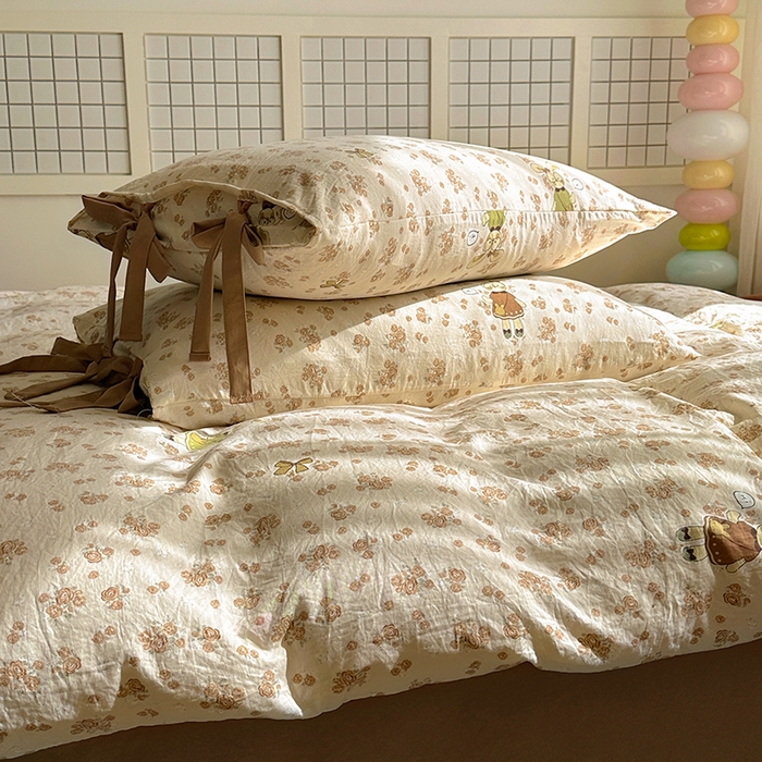 91家纺网 家纺一手货源 找家纺 漫仙阁家纺 2025新款蝴蝶结绑带款四件套-卡通系列 裙子小兔