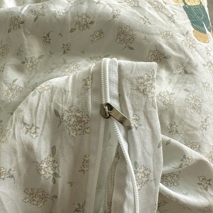 91家纺网 家纺一手货源 找家纺 漫仙阁家纺 2025新款蝴蝶结绑带款四件套-卡通系列 绅士小象-蓝