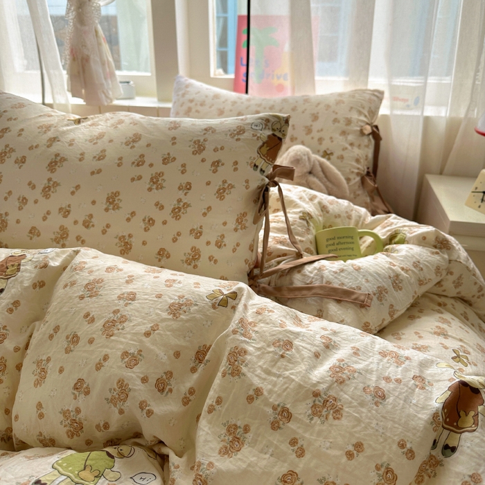 91家纺网 家纺一手货源 找家纺 漫仙阁家纺 2025新款蝴蝶结绑带款四件套-卡通系列 裙子小兔