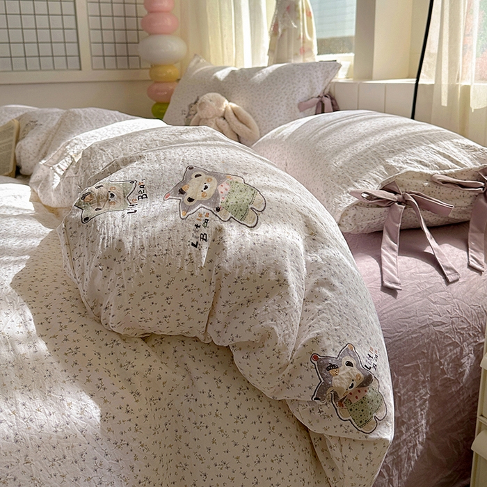 91家纺网 家纺一手货源 找家纺 （总）漫仙阁家纺 2025新款蝴蝶结绑带款四件套-卡通系列