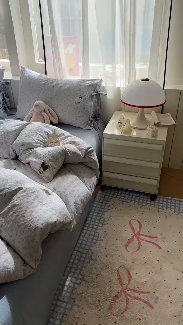 91家纺网 家纺一手货源 找家纺 漫仙阁家纺 2025新款蝴蝶结绑带款四件套-卡通系列 绅士小象-蓝