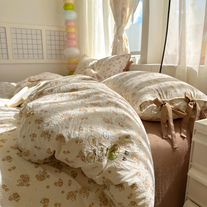 91家纺网 家纺一手货源 找家纺 （总）漫仙阁家纺 2025新款蝴蝶结绑带款四件套-卡通系列