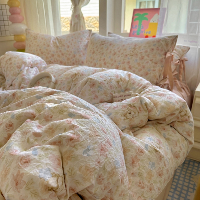 91家纺网 家纺一手货源 找家纺 漫仙阁家纺 2025新款蝴蝶结绑带款四件套-卡通系列 粉小兔