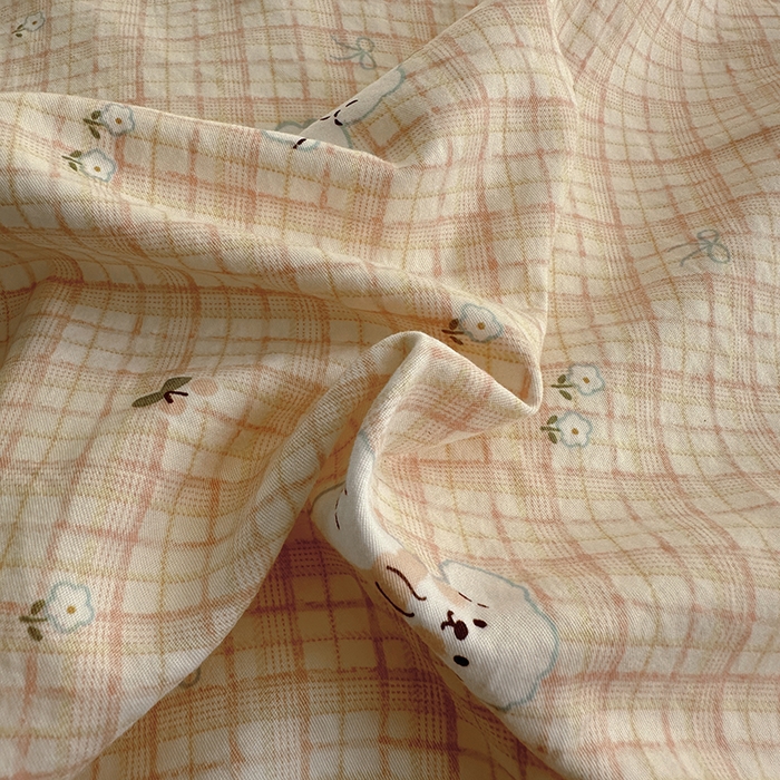 91家纺网 家纺一手货源 找家纺 漫仙阁家纺 2025新款蝴蝶结绑带款四件套-卡通系列 格子小狗