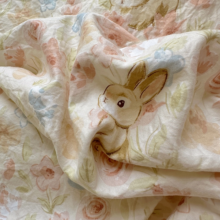 91家纺网 家纺一手货源 找家纺 漫仙阁家纺 2025新款蝴蝶结绑带款四件套-卡通系列 粉小兔