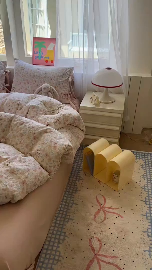 91家纺网 家纺一手货源 找家纺 漫仙阁家纺 2025新款蝴蝶结绑带款四件套-卡通系列 粉小兔