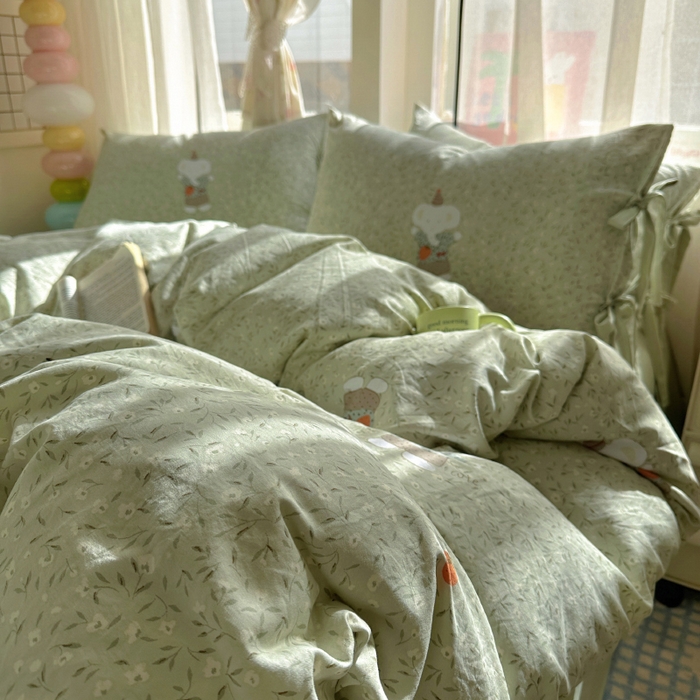 91家纺网 家纺一手货源 找家纺 （总）漫仙阁家纺 2025新款蝴蝶结绑带款四件套-卡通系列