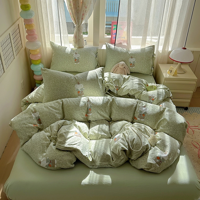 91家纺网 家纺一手货源 找家纺 （总）漫仙阁家纺 2025新款蝴蝶结绑带款四件套-卡通系列