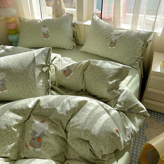 91家纺网 家纺一手货源 找家纺 （总）漫仙阁家纺 2025新款蝴蝶结绑带款四件套-卡通系列