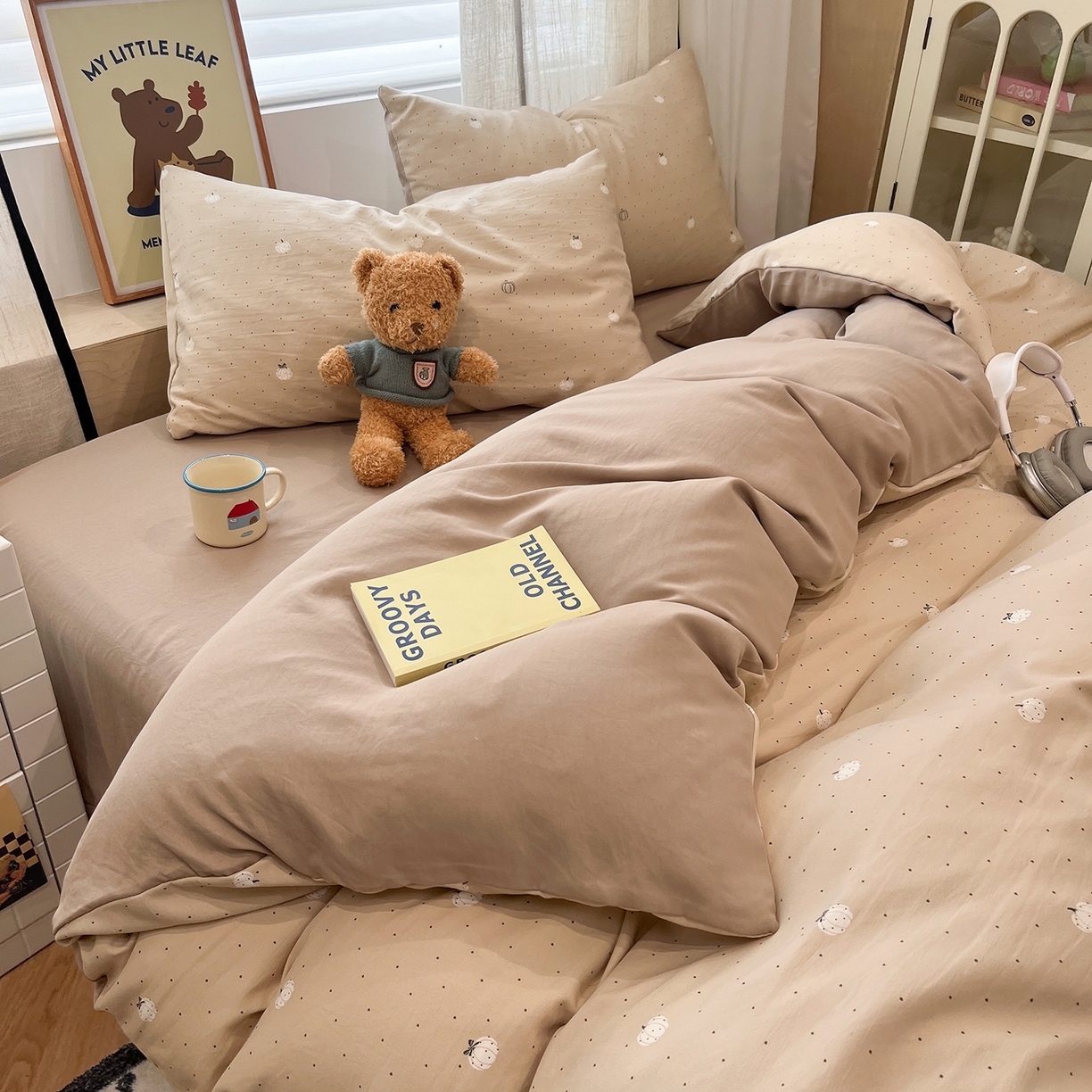 91家纺网 家纺一手货源 找家纺 金梦拉家纺 2025新款A类提花人字纹小布袋款四件套 小南瓜