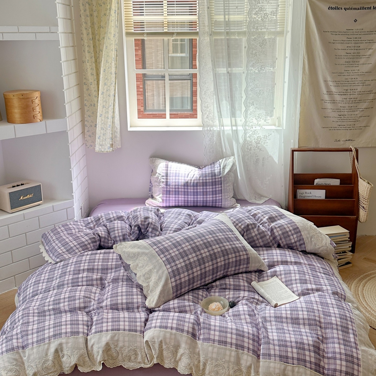 91家纺网 家纺一手货源 找家纺 （总）觅糖家纺 2025新款A类全棉云感双层纱蕾丝花边四件套