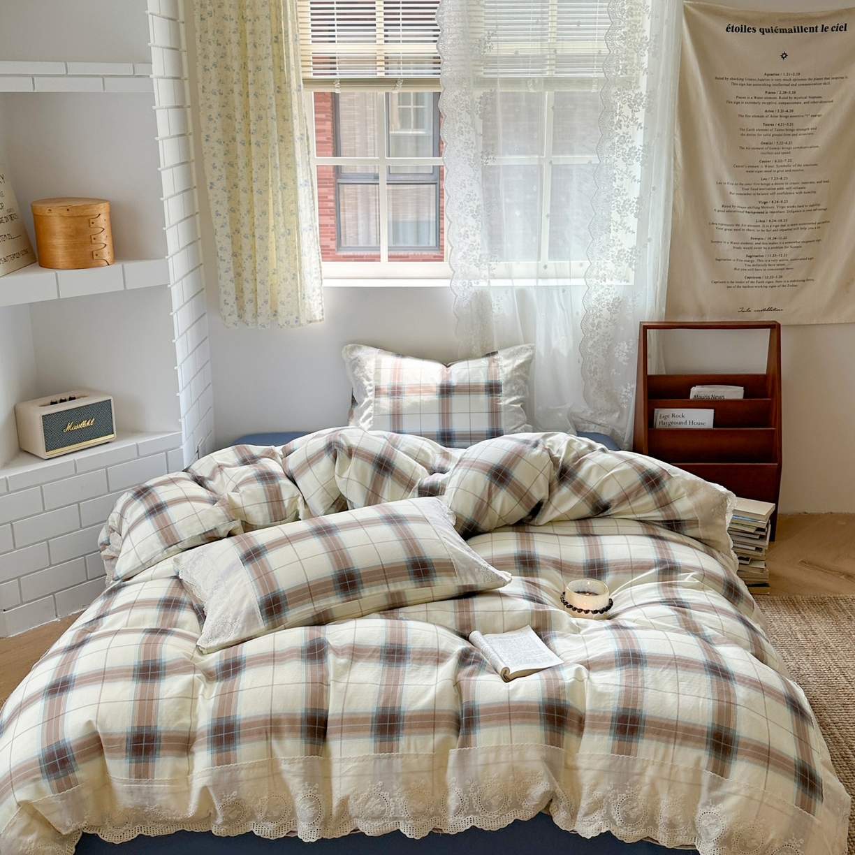 91家纺网 家纺一手货源 找家纺 （总）觅糖家纺 2025新款A类全棉云感双层纱蕾丝花边四件套