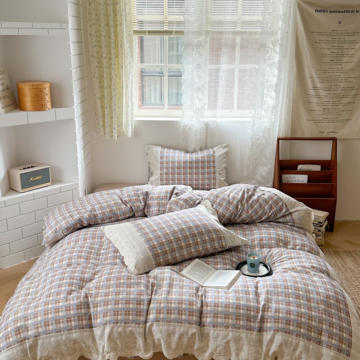 91家纺网 家纺一手货源 找家纺 （总）觅糖家纺 2025新款A类全棉云感双层纱蕾丝花边四件套