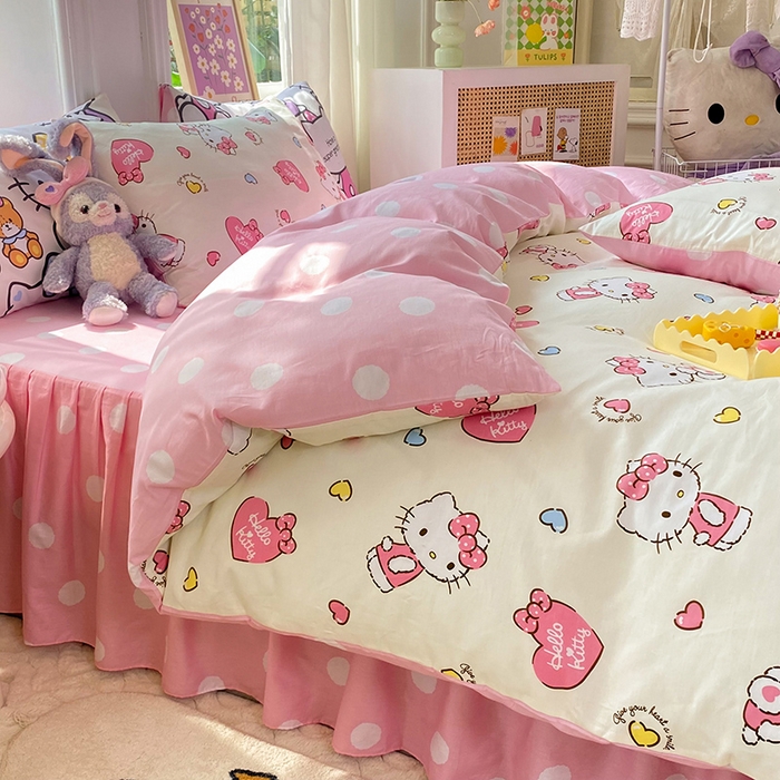 91家纺网 家纺一手货源 找家纺 （总）玉元坊 2025新款三丽鸥系列 纯棉床单全棉床裙三四件套 基础款