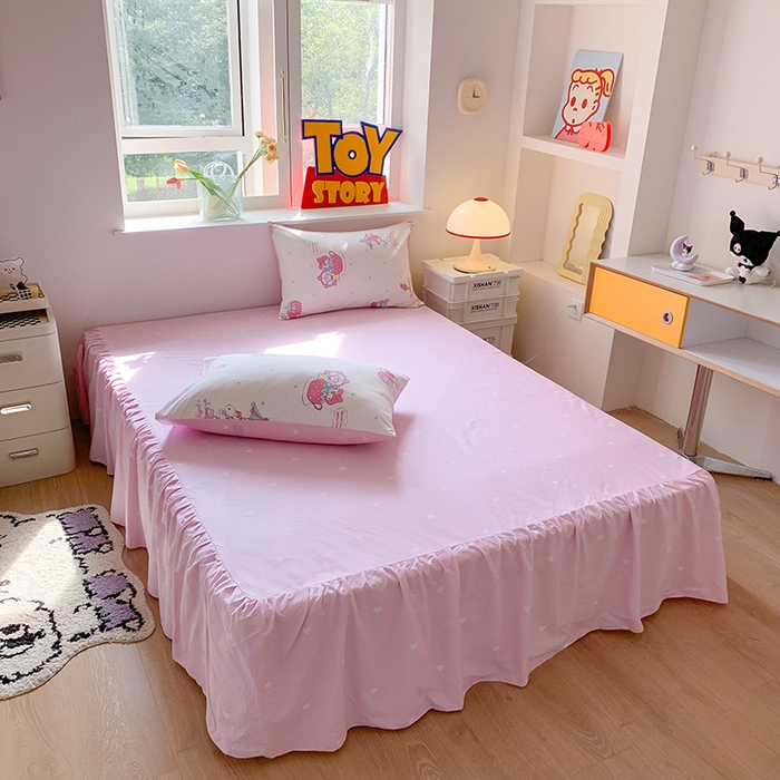 91家纺网 家纺一手货源 找家纺 玉元坊 2025新款三丽鸥系列 纯棉床单全棉床裙三四件套 基础款 开心美乐蒂【简约款】