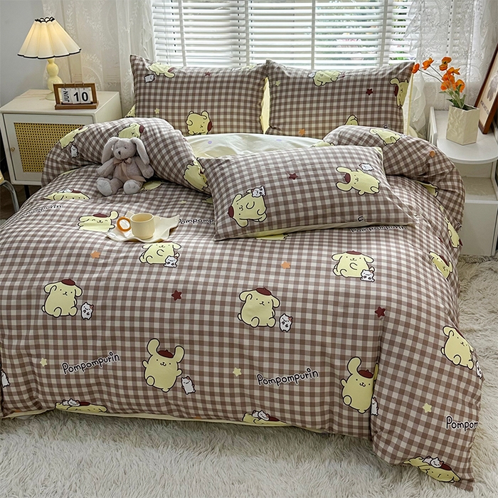 91家纺网 家纺一手货源 找家纺 玉元坊 2025新款三丽鸥系列 纯棉床单全棉床裙三四件套 基础款 可可布丁狗-基础款