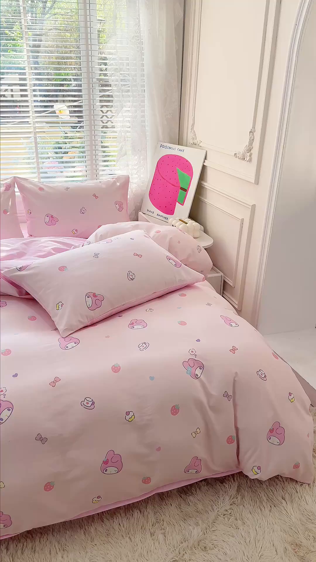 91家纺网 家纺一手货源 找家纺 玉元坊 2025新款三丽鸥系列 纯棉床单全棉床裙三四件套 基础款 可可美乐蒂-基础款