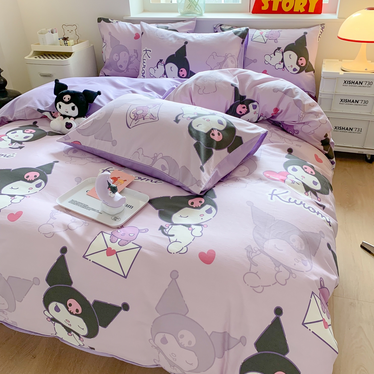 91家纺网 家纺一手货源 找家纺 玉元坊 2025新款三丽鸥系列 纯棉床单全棉床裙三四件套 基础款 库洛米【简约款】