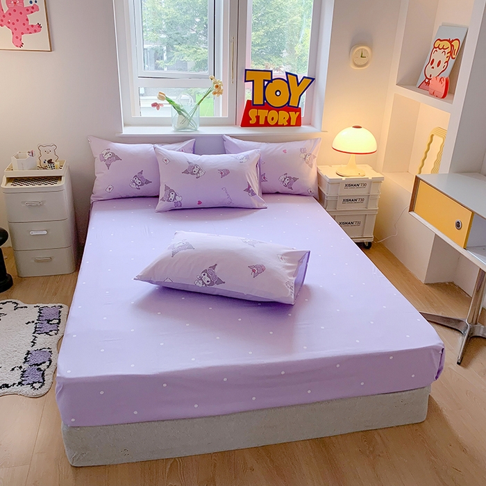 91家纺网 家纺一手货源 找家纺 玉元坊 2025新款三丽鸥系列 纯棉床单全棉床裙三四件套 基础款 库洛米宝贝【简约款】