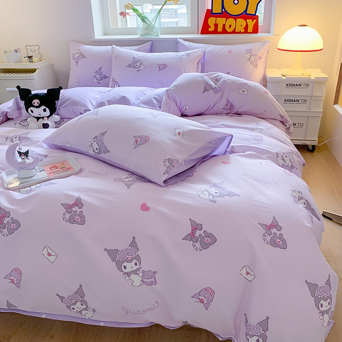 91家纺网 家纺一手货源 找家纺 玉元坊 2025新款三丽鸥系列 纯棉床单全棉床裙三四件套 基础款 库洛米宝贝【简约款】