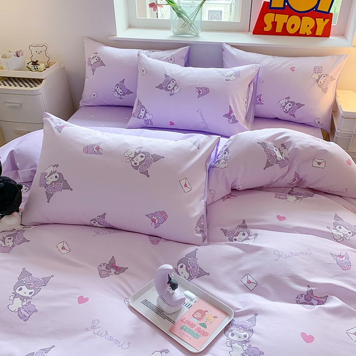 91家纺网 家纺一手货源 找家纺 玉元坊 2025新款三丽鸥系列 纯棉床单全棉床裙三四件套 基础款 库洛米宝贝【简约款】