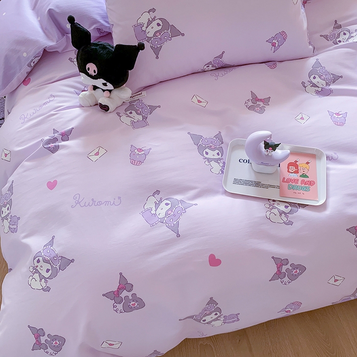 91家纺网 家纺一手货源 找家纺 玉元坊 2025新款三丽鸥系列 纯棉床单全棉床裙三四件套 基础款 库洛米宝贝【简约款】