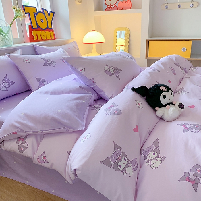 91家纺网 家纺一手货源 找家纺 玉元坊 2025新款三丽鸥系列 纯棉床单全棉床裙三四件套 基础款 库洛米宝贝【简约款】