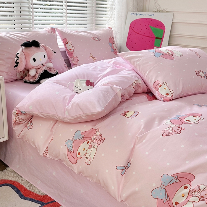 91家纺网 家纺一手货源 找家纺 玉元坊 2025新款三丽鸥系列 纯棉床单全棉床裙三四件套 基础款 魔法美乐蒂-基础款