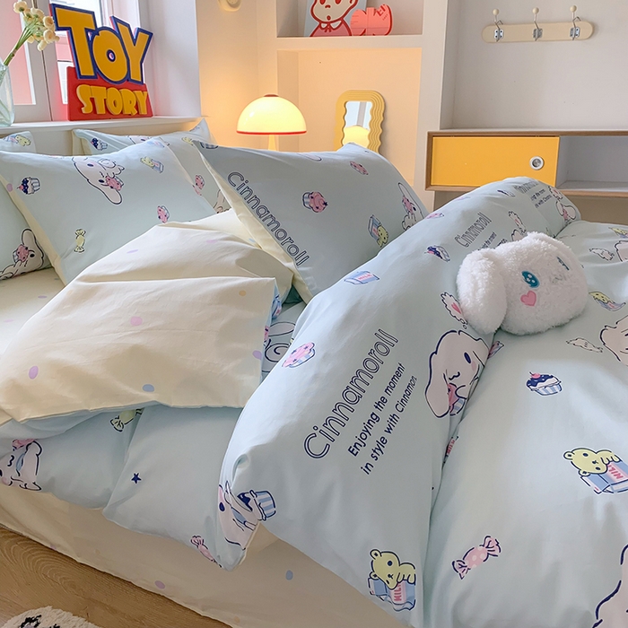 91家纺网 家纺一手货源 找家纺 玉元坊 2025新款三丽鸥系列 纯棉床单全棉床裙三四件套 基础款 牛奶大耳狗【简约款】