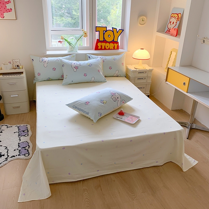 91家纺网 家纺一手货源 找家纺 玉元坊 2025新款三丽鸥系列 纯棉床单全棉床裙三四件套 基础款 牛奶大耳狗【简约款】