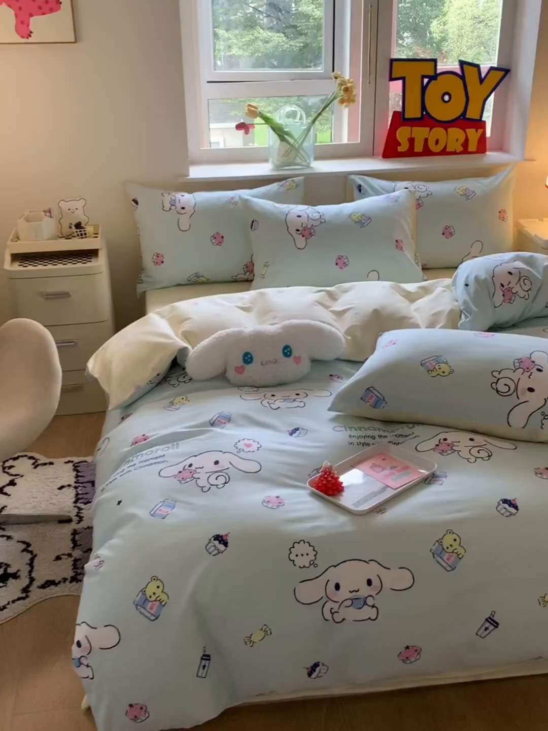 91家纺网 家纺一手货源 找家纺 玉元坊 2025新款三丽鸥系列 纯棉床单全棉床裙三四件套 基础款 牛奶大耳狗【简约款】