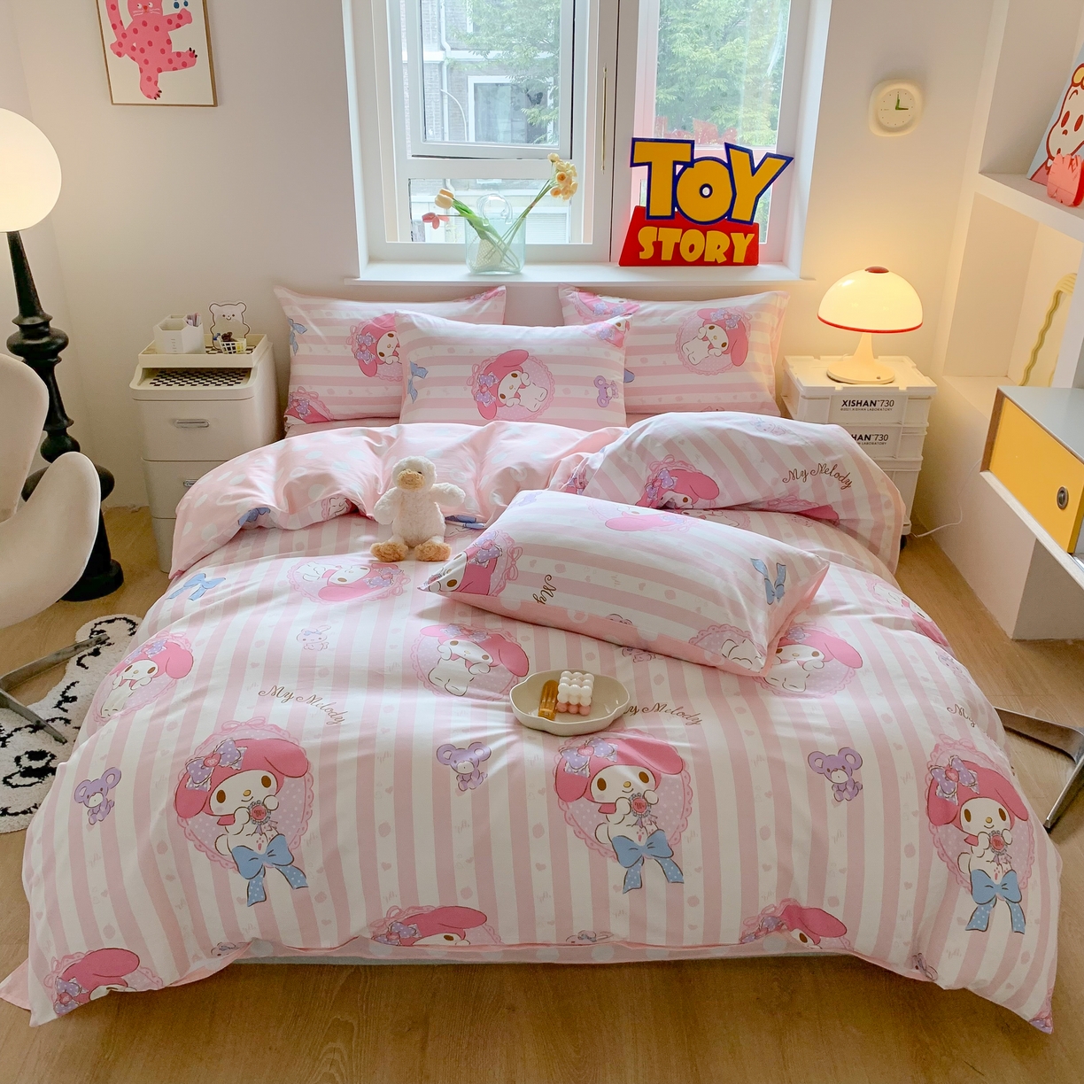 91家纺网 家纺一手货源 找家纺 玉元坊 2025新款三丽鸥系列 纯棉床单全棉床裙三四件套 基础款 甜甜美乐蒂【简约款】