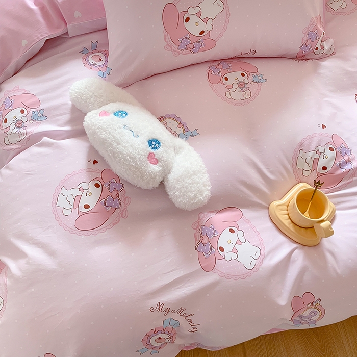 91家纺网 家纺一手货源 找家纺 玉元坊 2025新款三丽鸥系列 纯棉床单全棉床裙三四件套 基础款 小兔美乐蒂【简约款】