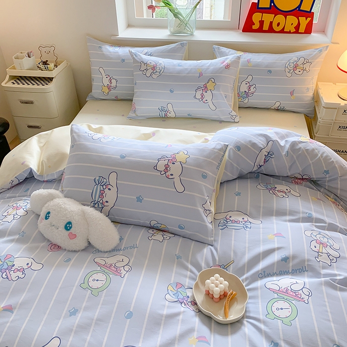 91家纺网 家纺一手货源 找家纺 玉元坊 2025新款三丽鸥系列 纯棉床单全棉床裙三四件套 基础款 星星大耳狗【简约款】