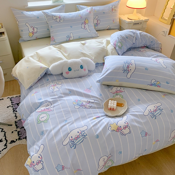 91家纺网 家纺一手货源 找家纺 玉元坊 2025新款三丽鸥系列 纯棉床单全棉床裙三四件套 基础款 星星大耳狗【简约款】