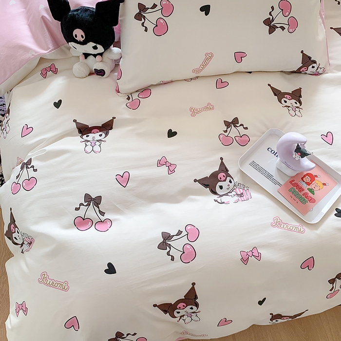 91家纺网 家纺一手货源 找家纺 玉元坊 2025新款三丽鸥系列 纯棉床单全棉床裙三四件套 基础款 樱桃库洛米【简约款】