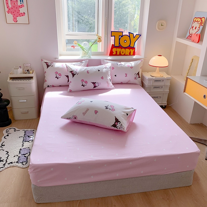 91家纺网 家纺一手货源 找家纺 玉元坊 2025新款三丽鸥系列 纯棉床单全棉床裙三四件套 基础款 樱桃库洛米【简约款】