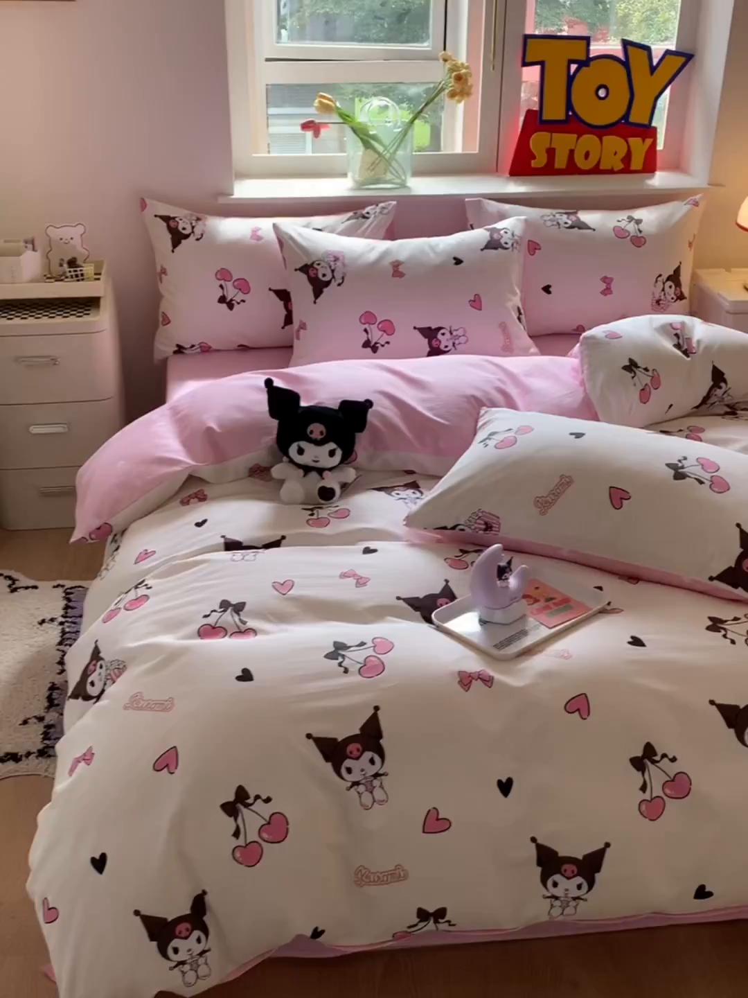 91家纺网 家纺一手货源 找家纺 玉元坊 2025新款三丽鸥系列 纯棉床单全棉床裙三四件套 基础款 樱桃库洛米【简约款】