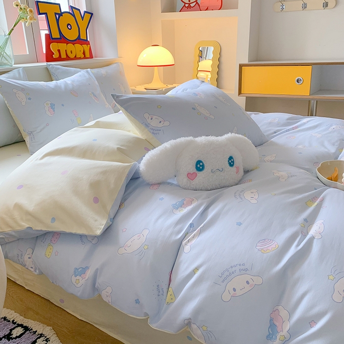 91家纺网 家纺一手货源 找家纺 玉元坊 2025新款三丽鸥系列 纯棉床单全棉床裙三四件套 基础款 云朵大耳狗【简约款】